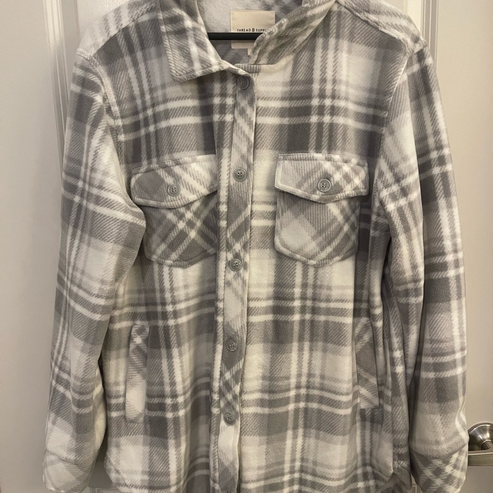 Nordstrom Thread & Supply Gray and Cream Plaid Jacket